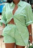 Plus Size Women Printed Top and Shorts Two-piece Set