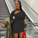 Women Solid Sexy Hollow Mesh Patchwork Bodycon Dress
