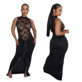 Women Sexy See-Through Lace Patchwork Mermaid Dress