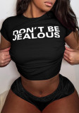 Women Summer Letter Print T-Shirt