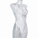 Women pearl strip lace sexy suspender lingerie