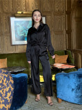 Women Loose Long Sleeve Top and Casual Wide Leg Pants Two-piece Set