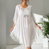 Women Crochet Patchwork Fringed Beach Skirt Beach Cover Up