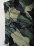 Women Camouflage Letter Print Top and Tassel Skirt Two-piece Set