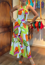 Women halter print dress