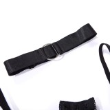 Women sexy lacquered Pu-Leather suspender one-piece sexy lingerie two-piece set including sleeves