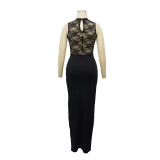 Women Sexy See-Through Lace Patchwork Mermaid Dress