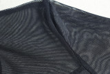 Women Solid Sexy Hollow Mesh Patchwork Bodycon Dress