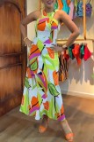Women halter print dress