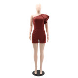 Women Slash Shoulder Solid Summer Jumpsuit
