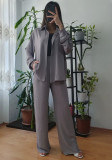 Women Solid Loose Top Casual Wide Leg Pants Two-piece Set