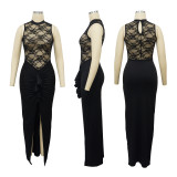 Women Sexy See-Through Lace Patchwork Mermaid Dress