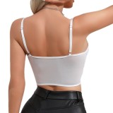 Women Sexy Summer White Lace Sling Bra Fishbone Tank Top