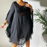Women Crochet Patchwork Fringed Beach Skirt Beach Cover Up
