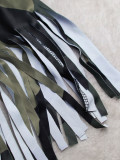 Women Camouflage Letter Print Top and Tassel Skirt Two-piece Set