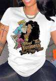 Women Letter Print Round Neck T-Shirt