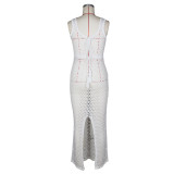 Summer Women Tethered Mesh Knitting Beach Maxi Dress