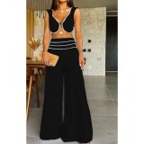 Women Contrast Color Sexy Vest And Pant Two-piece Set