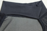Women Solid Sexy Hollow Mesh Patchwork Bodycon Dress