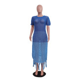 Women gradient knitting beach skirt