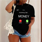 Women Letter Print Round Neck T-Shirt