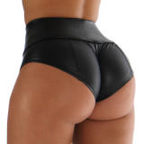 Women Stretch Pu-Leather Sexy Sports Shorts