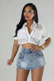 Women Stretch Sexy Button Denim Skirts