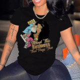 Women Letter Print Round Neck T-Shirt