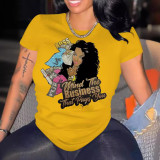 Women Letter Print Round Neck T-Shirt