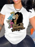 Women Letter Print Round Neck T-Shirt
