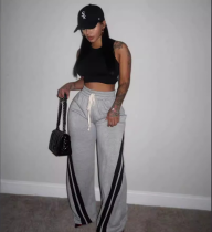 Fashion Casual Drawstring Stripes Women's Pants Fashion Casual Drawstring Stripes Women's Pants