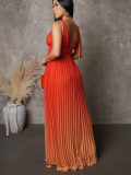 Summer Lace-Up Strap Low Back Sexy Gradient Color Long Dress