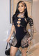 Women's Solid Color Halter Neck Short Sleeve Hollow Diamonds Sexy Slim High Waist Lace Jumpsuit