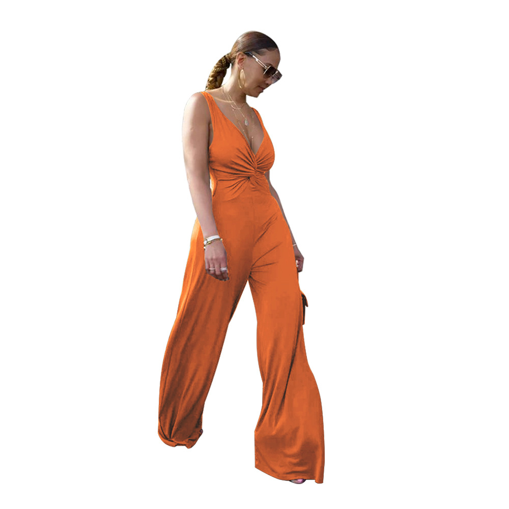 Deep V Low Back Sleeveless Jumpsuit for Clubwear