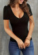 Summer Women's Short Sleeve Low Neck Slim Knitting Top
