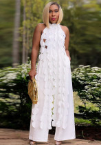 Women's Sexy Low Back Lace Up Long Top Wide Leg Pants Fashion Two Piece Suit Women's Sexy Low Back Lace Up Long Top Wide Leg Pants Fashion Two Piece Suit