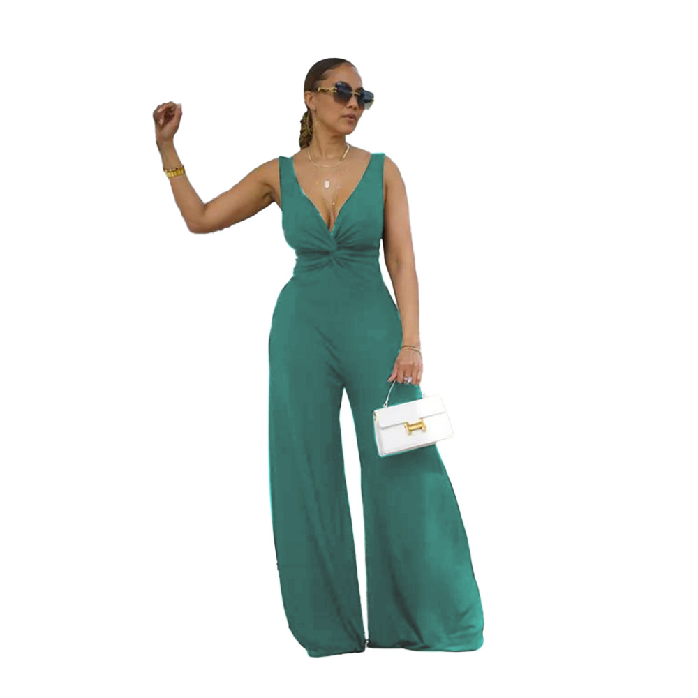 Deep V Low Back Sleeveless Jumpsuit for Clubwear