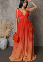 Summer Lace-Up Strap Low Back Sexy Gradient Color Long Dress Summer Lace-Up Strap Low Back Sexy Gradient Color Long Dress