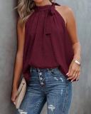 Women's Spring Summer Satin Print Sleeveless Vest
