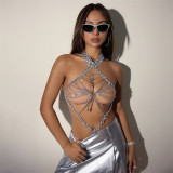 Women Sexy Halter Neck Backless Gem Camisole