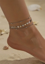 Summer Metal Chic Ankle Sequin Disc Double Layer Anklet