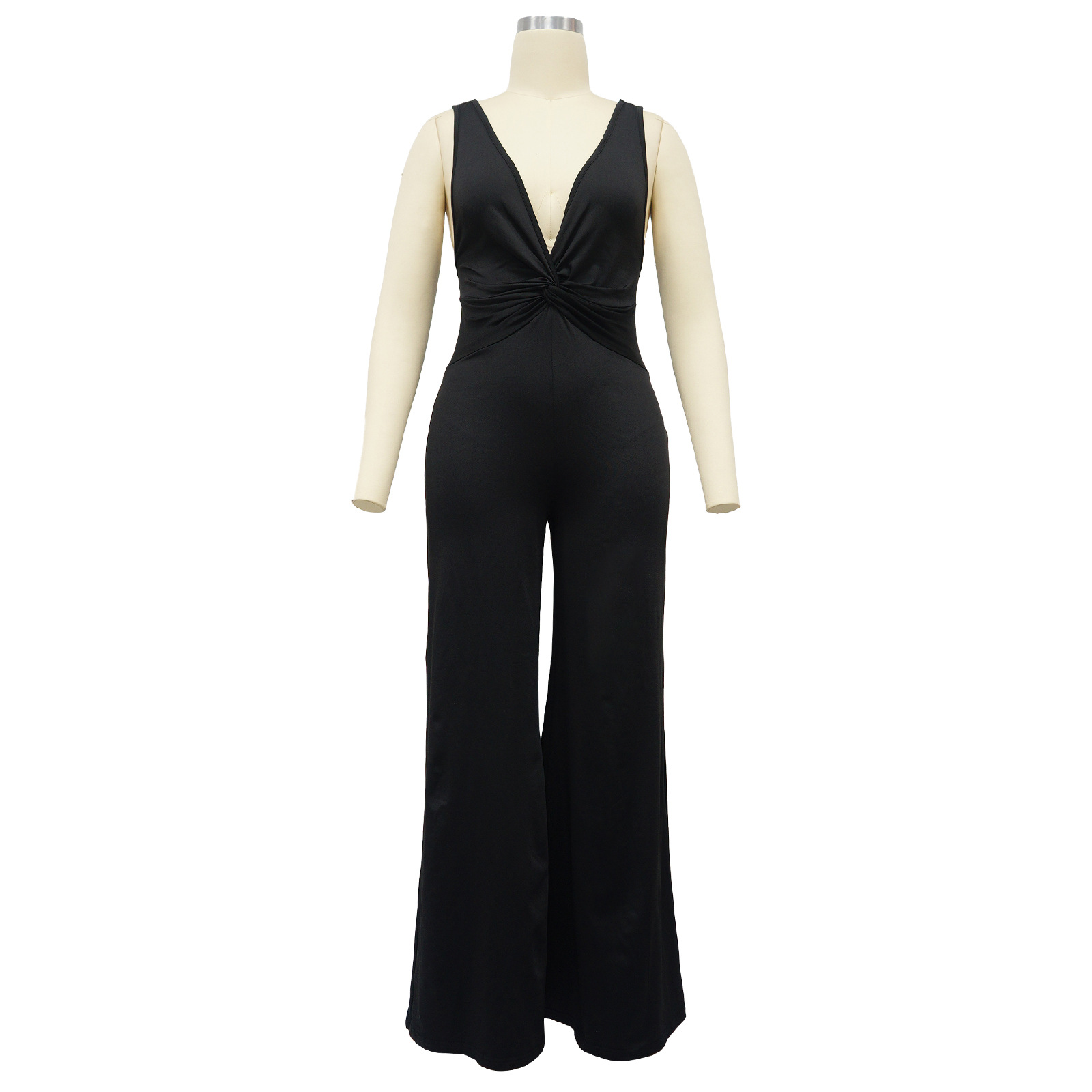 Deep V Low Back Sleeveless Jumpsuit for Clubwear