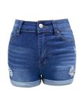 Women Summer Ripped Elastic Hems Denim
