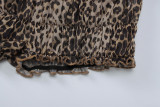Women summer sexy leopard print lace Halter Neck Top And Ruffles shorts two-piece set