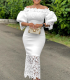 Off Shoulder Off Shoulder Bodycon Lace Patchwork Balloon Sleeve Gown Dress