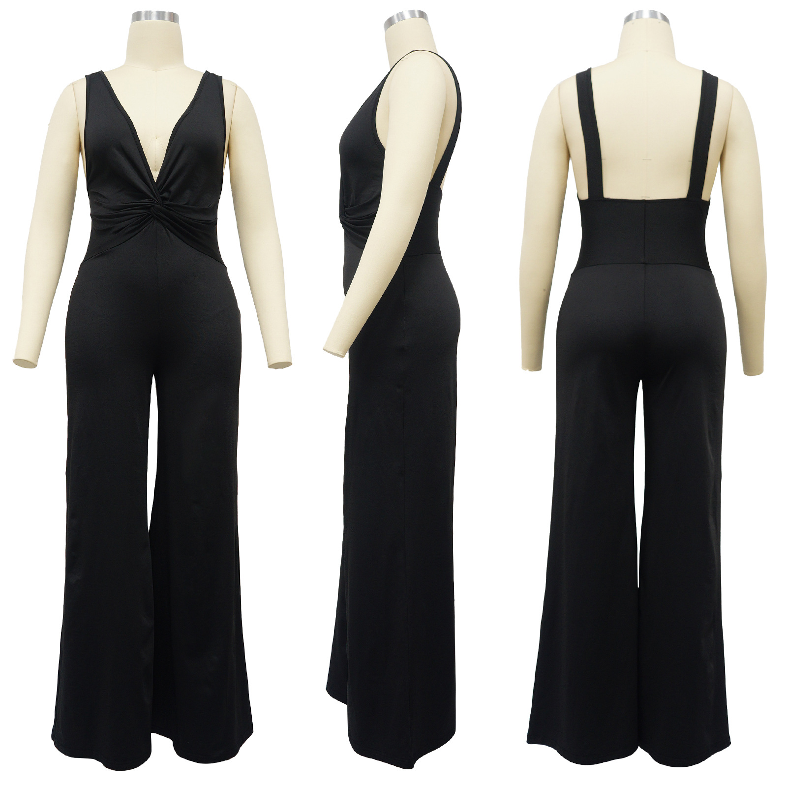 Deep V Low Back Sleeveless Jumpsuit for Clubwear
