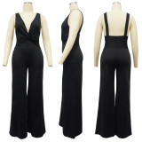 Women's Sexy Deep V Low Back Sleeveless Jumpsuit