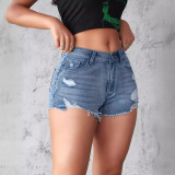 Women Stretch Ripped Denim Shorts