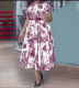 Plus Size Women Printed Stand Collar Belted Dress