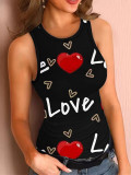 Women's Camo Letter Heart Print Sexy Round Neck Tank Top